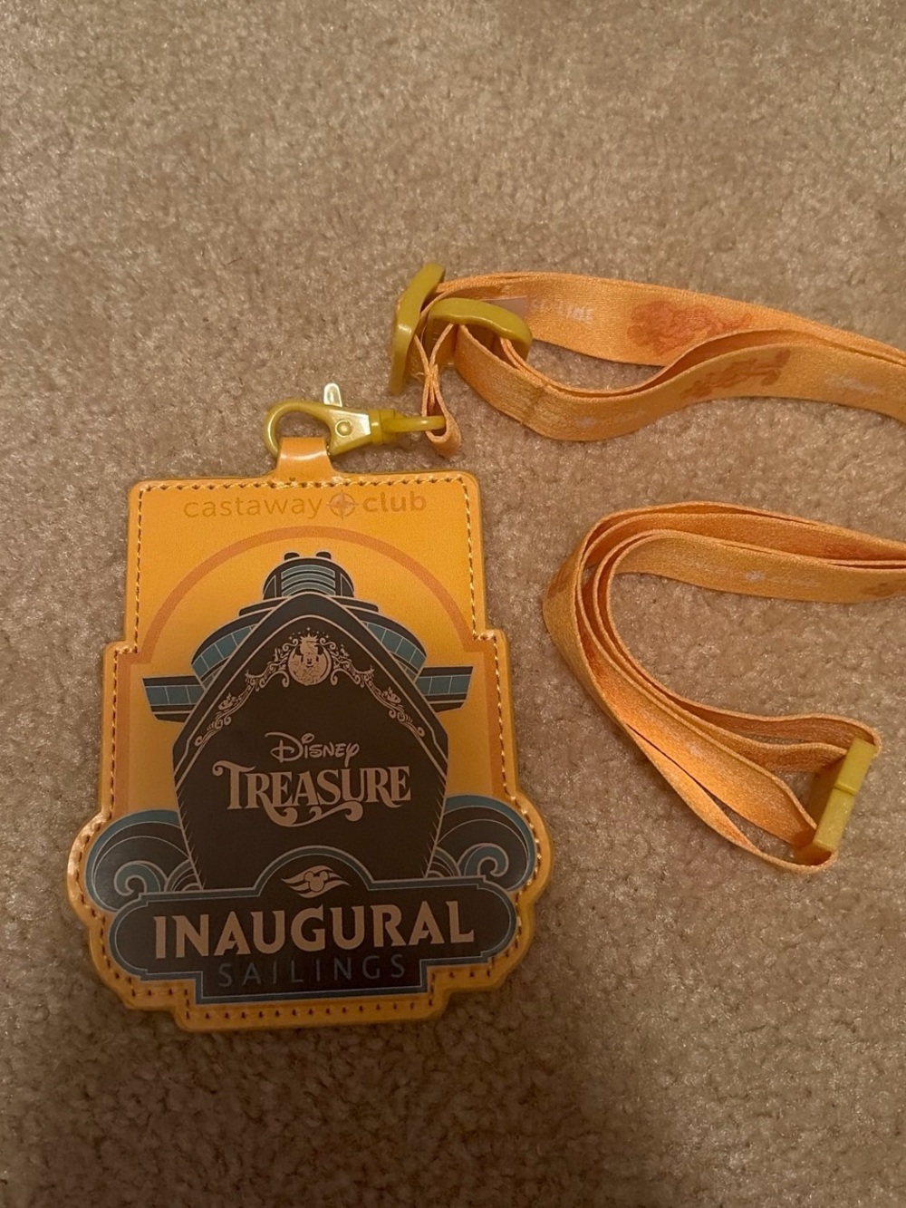 Disney Treasure Inaugural Sailings Orange Badge Lanyard